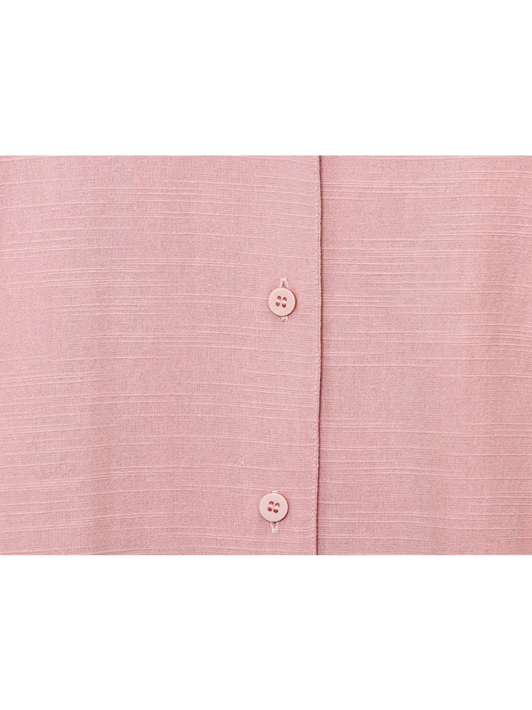 TFMLN 2 Piece 2025 Summer Women's Shorts Sets Chic Casual Loose Long Sleeve Single Breasted Shirt Straight Shorts Outfits