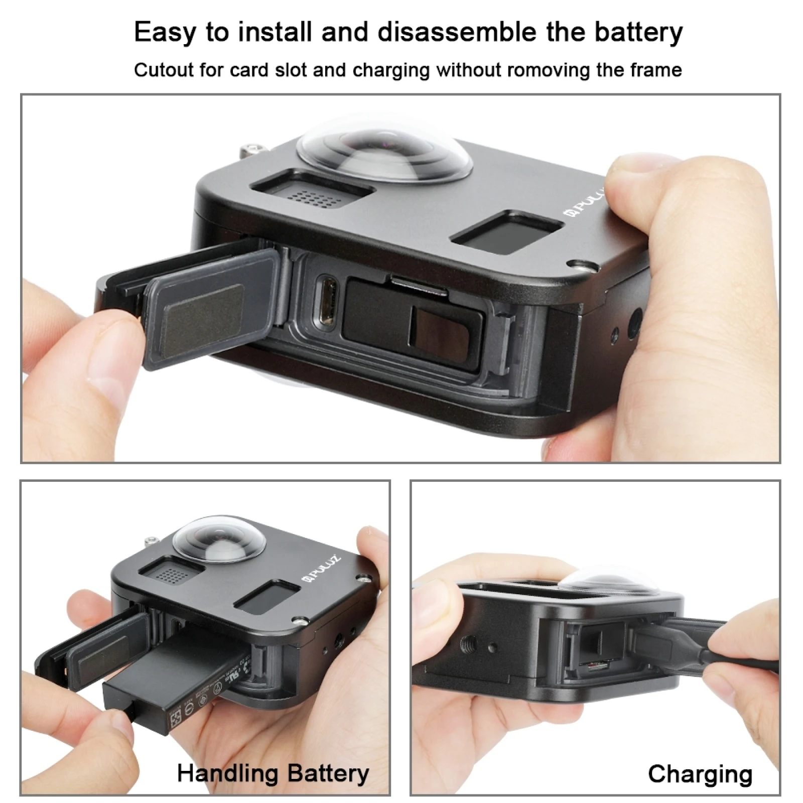 PULUZ for GoPro Max Housing Shell CNC Aluminum Alloy Protective Cage with Base Adapter & Glass Lens Caps