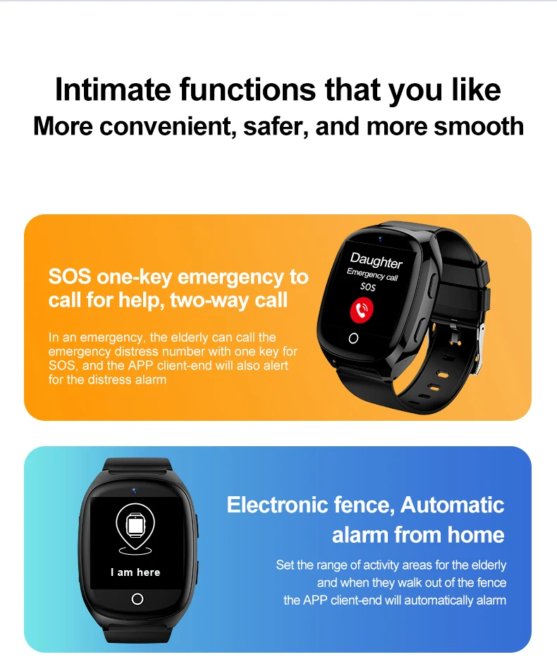 4G Elderly Tracker Smartwatches Body Temperature Heart Rate Blood Pressure GPS Location Tracking Phone Watch for Old People D300