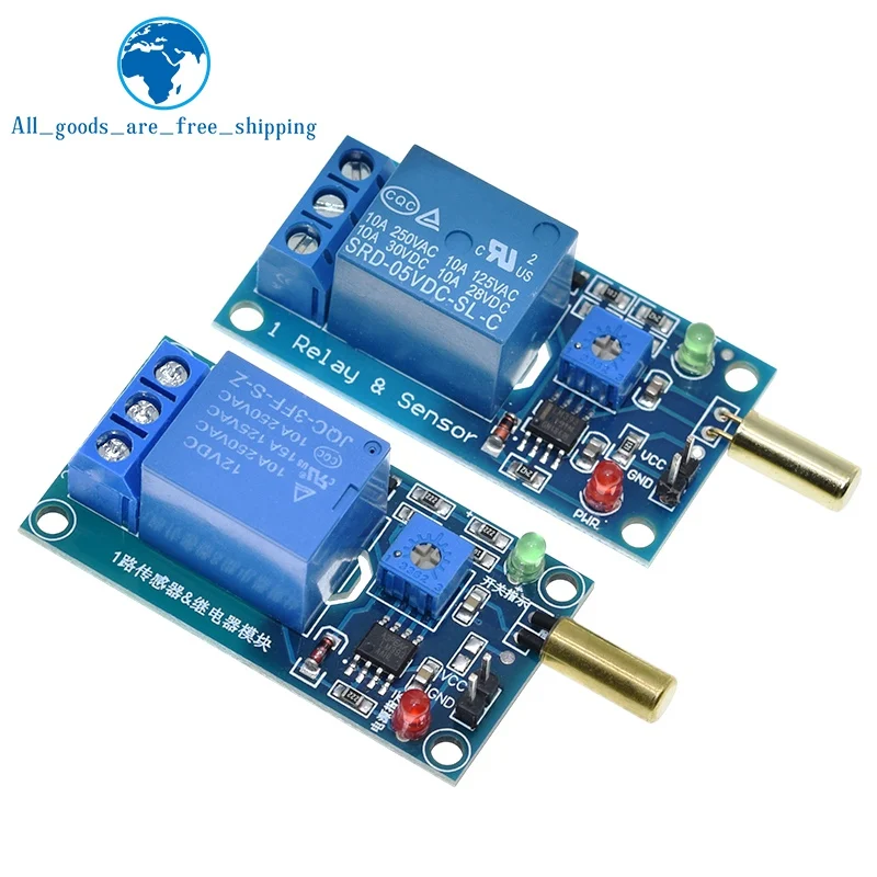 1/3 Stück 5V 12V 1-Kanal-Ausgang Neigungswinkelsensor Relaismodul TZT Golden SW520D Kugelschalter Neigungssensor-Modul für Arduino
