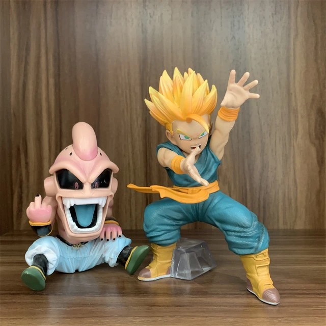 Dragão bola spoof engraçado figura ereto dedo médio 10-16cm preto rosa goku  buu célula gotenks