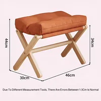 Tabouret à langer en bois massif, repose-pieds pour canapé, tabouret bas pliant pour l'entrée, tabouret à coussin rempli de coton 6