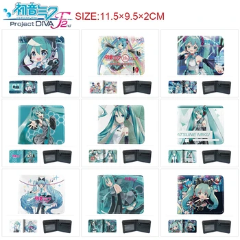 Portafogli Anime Hatsune Miku Portafoglio corto in pelle PU Porta carte Kawaii Cartoon Cantante virtuale Manga Portamonete Tasca portamonete Regali
