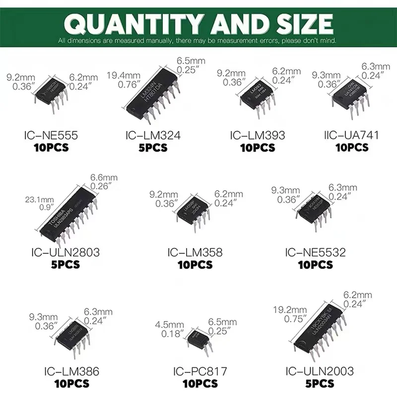 85-Piece Integrated Circuit Chip Kit with Multiple IC Specifications