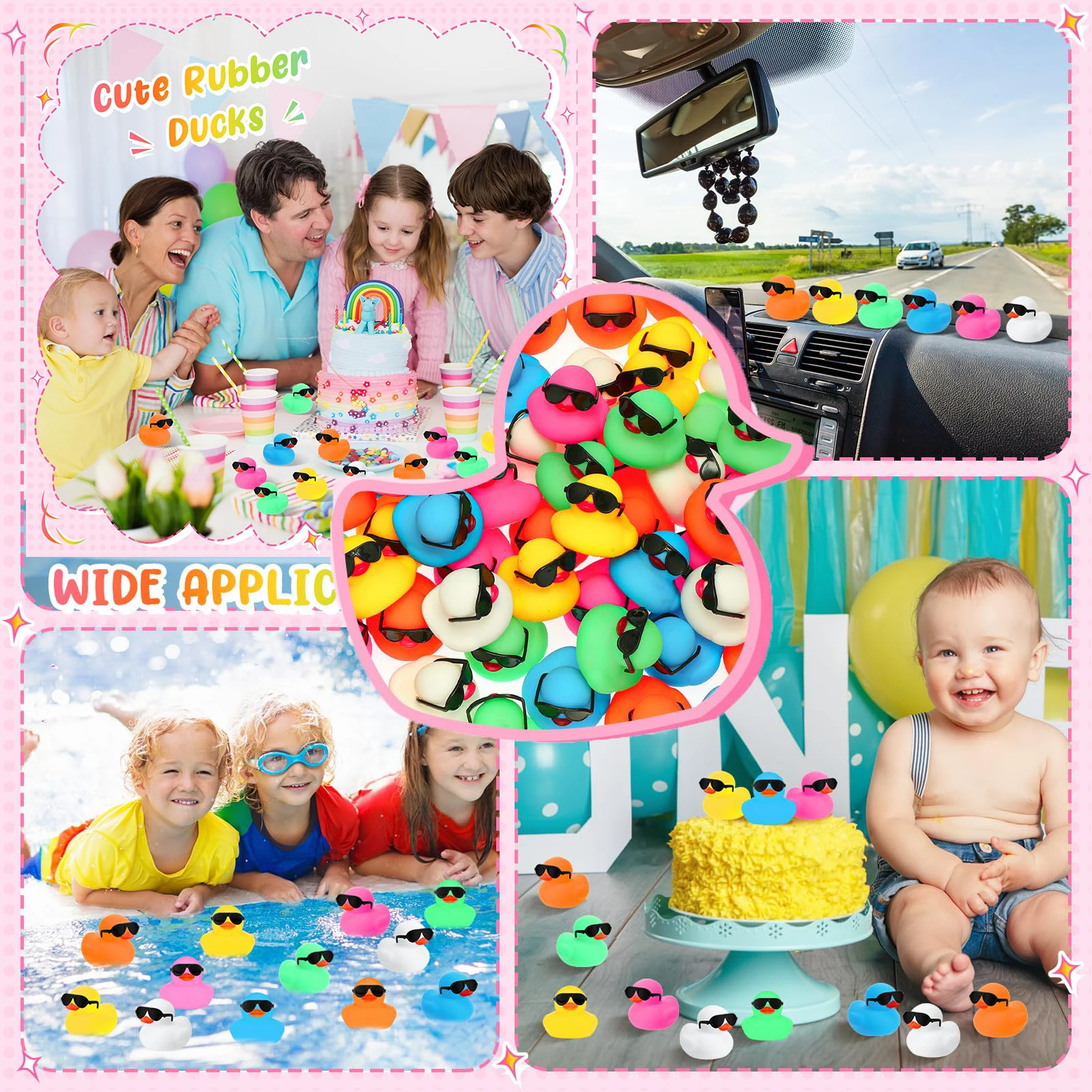 100 Pcs Mini Rubber Ducks Wholesale Yellow Rubber Duck Toy Rubber Tub Toys Squeak and Float Ducks Party Favors 4