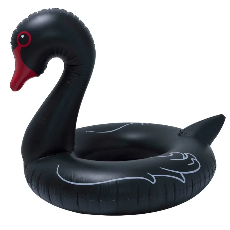 Ins Popular 120cm Black Swimming Ring Adult Large Thickened Inflatable White Swan Rescue Ring from China Mainland