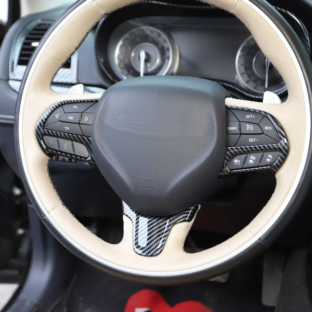 Per Chrysler 300C 2015-2021 ABS Interni Auto Volante Pulsante di Controllo Decorazione Della Copertura Telaio Trim Carbon Look Decorazione - Image 4