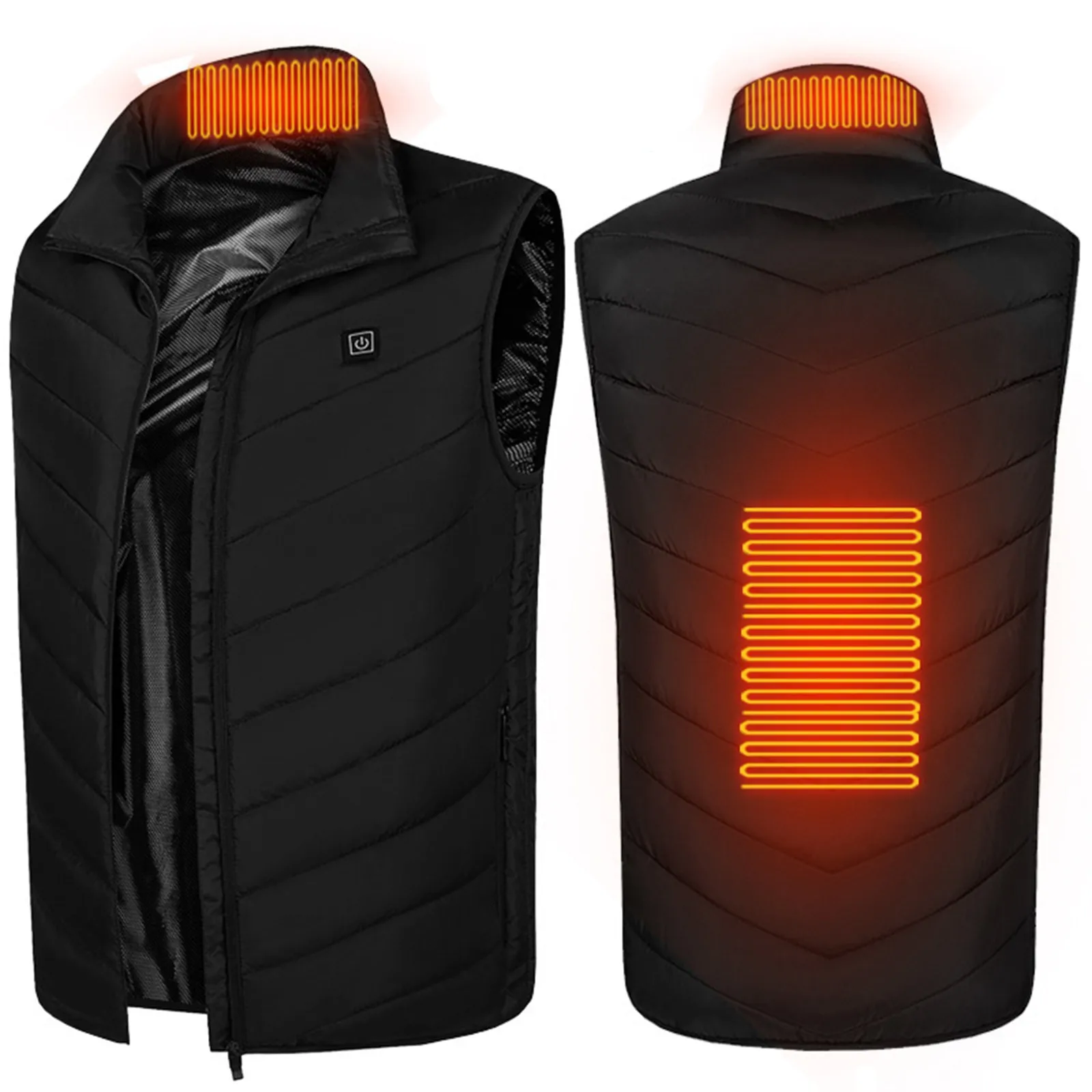 Unisex Heating Vests Men Women Solid Stand-Up Collar Usb 2 Area Heated Vest Zip Up Third Gear Temperature Thermal Heating Jacket heated vest for women men smart electric heating vest rechargeable warming heated jacket warmer jacket battery not included