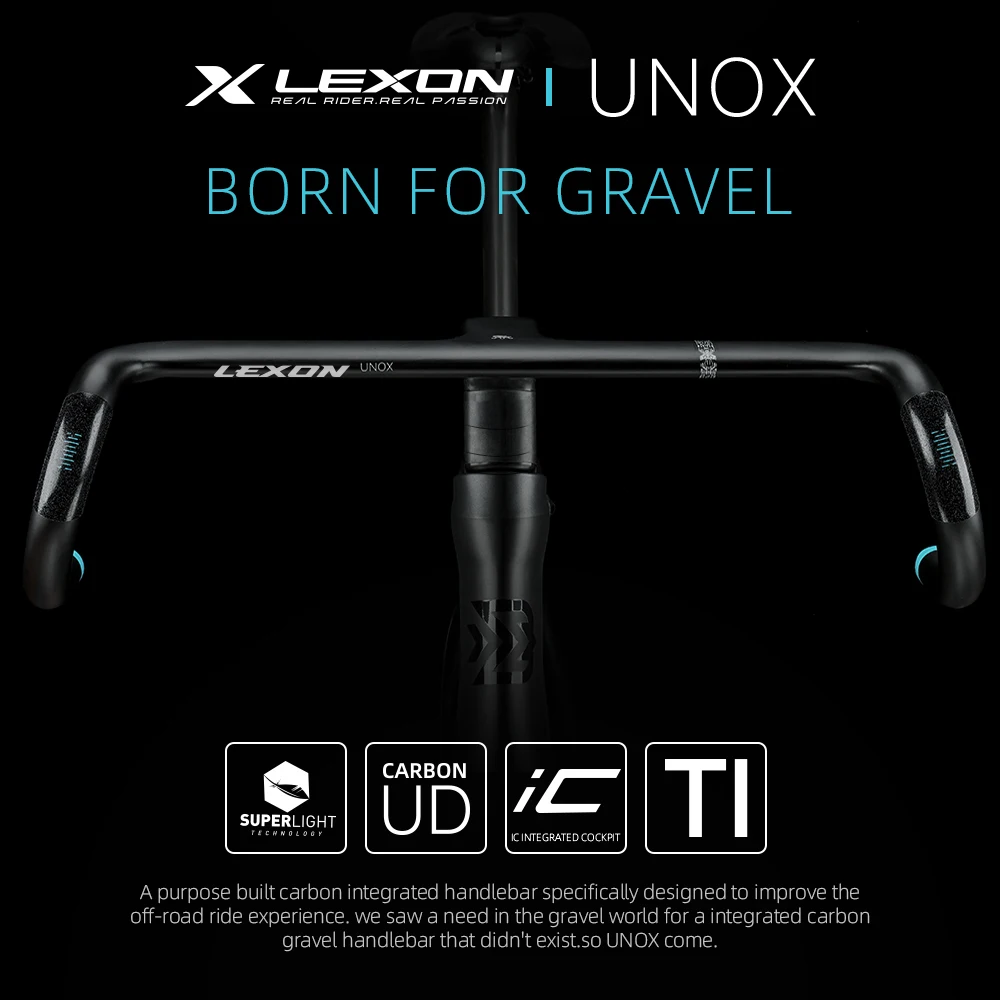 Description Picture 2 of item2023 Gravel Handlebar Carbon Fiber UNOX Road Bike Exotropism Handlebar 28.6mm integrated Bicycle Bent Bar Bike Parts