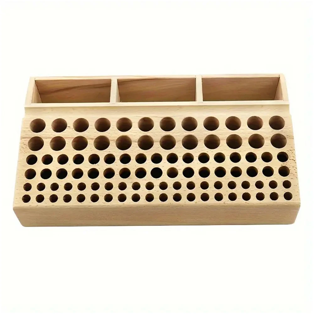 98 Holes Wooden Tool Organizer Box Leather Craft Tool Wood Holder Rack Drill Bits Organizer Tools Organizer Storage 3