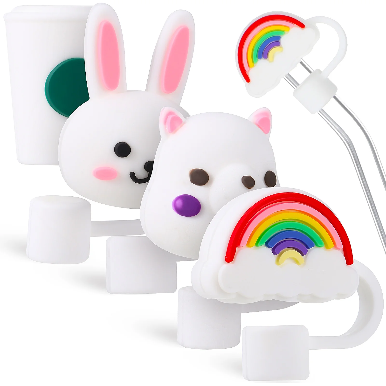 

Straw Cover Cartoon Tip Plugs Caps for Decor Tips Covers Straws Stoppers Glass Cups