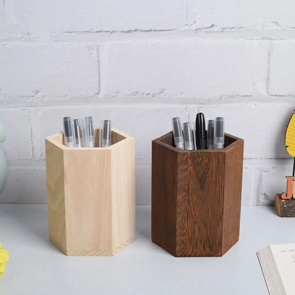 Pen Holder Desktop Storage Wooden Pen Holder Box Multifunctional Organizer