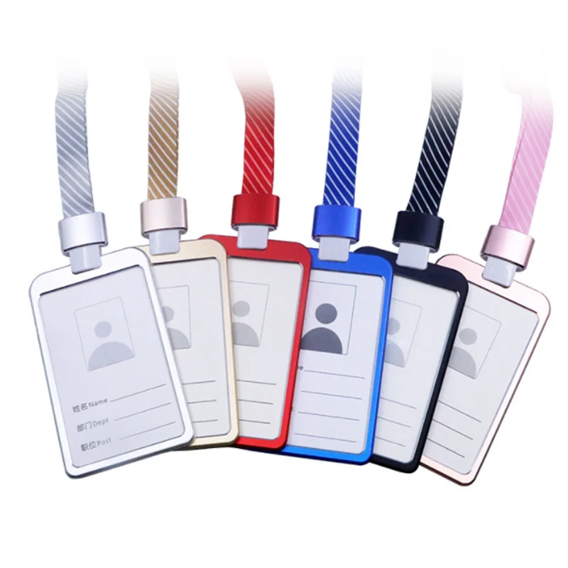 1Pcs Aluminum Alloy Work Name Card Holders Business Work Card ID Badge Lanyard Holder Men Women Metal ID Business Case 4