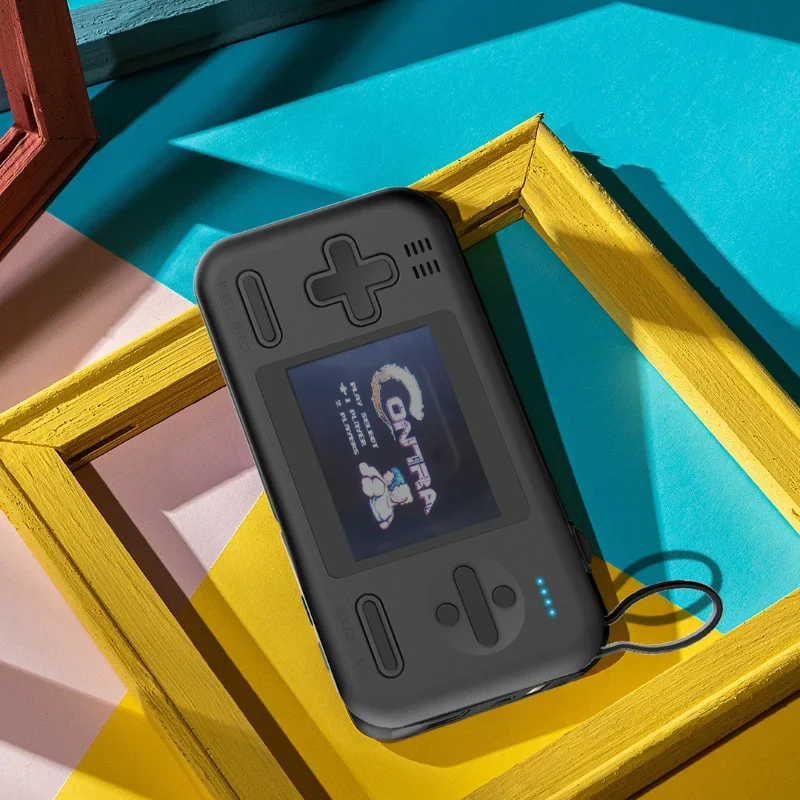 휴대용 게임 콘솔 8000mah 보조베터리 2 in 1 고속 충전기(충전 케이블 포함) 레트로 향수 416 게임 내장 2.8인치 화면