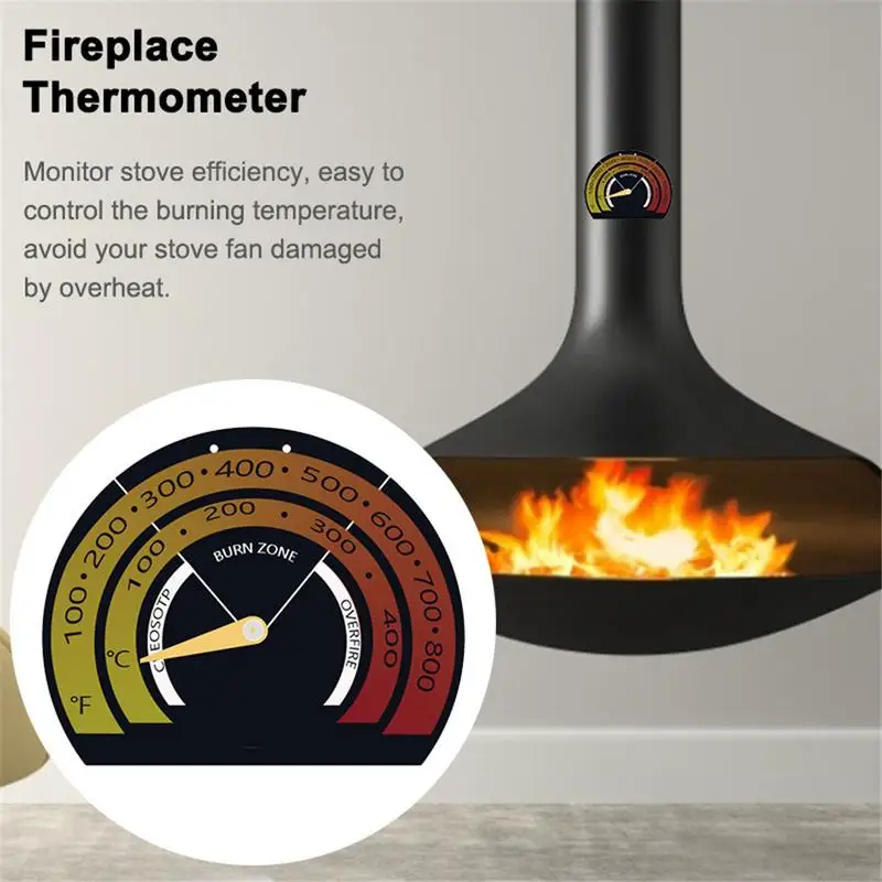 Magnetic Fireplace Fan Stove Thermometer For Log Wood Burner Barbecue Oven Stove Burn Indicator Temperature Gauge Meter Tool