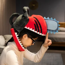  25x35CM Anime Chainsaw Man Pochita Denji Soft Warm Plush Hat Cosplay Halloween Masquerade Party Carnival Props Xmas Gifts 