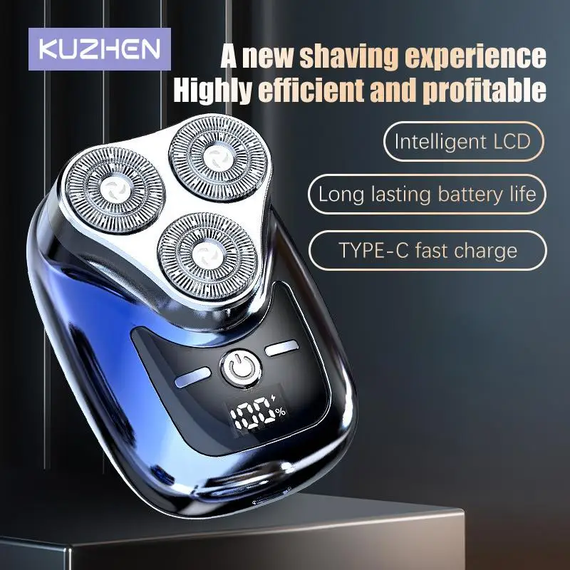 

Three Head Mini Electric Razor Wet and Dry Washable Razor Type-C Fast Charging Digital Display Portable Electric Shaver Upgrade