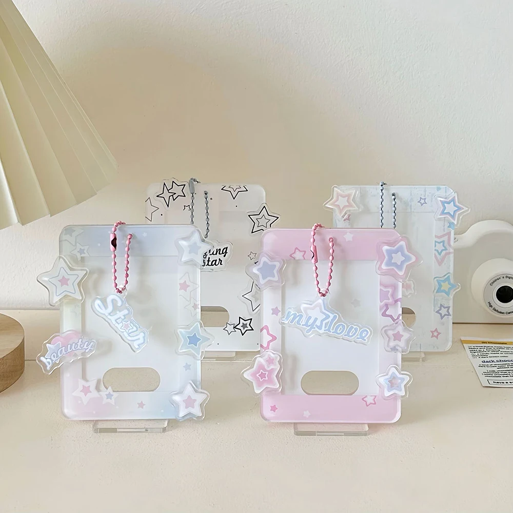 3inch Star Series Cute Sweet Photo Protection Photocard Frame Card Display Stand Desktop Decor Photo Holder Acrylic Card Sleeve