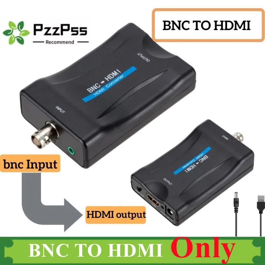BNC to HDMI-Compatible Converter Adapter Female CVBS BNC HD Coax 1080P Output HD