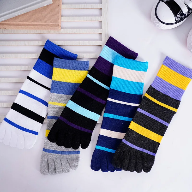 Short Five Finger Athletic Socks Men Fashion Sports Anti-Friction Sweat Absorbing Basketball Cycling Running Socks Toes 5 Pairs