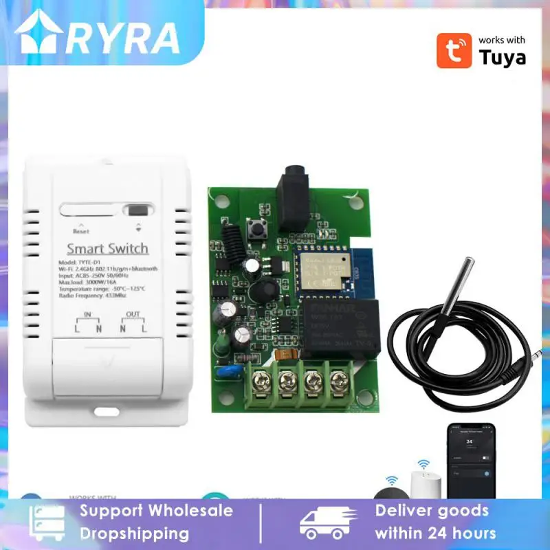 

Wi-Fi Ds18b20 датчик температуры монитор в режиме реального времени умный Rf433 термостат переключатель температуры Голосовое управление 16a