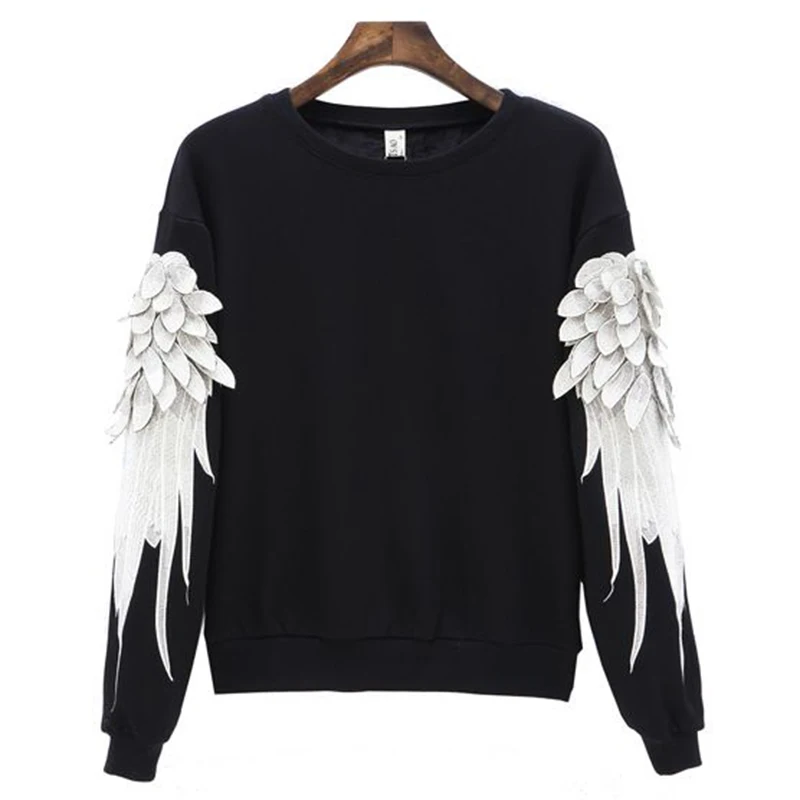 

Women Coat 2024 Spring Autumn Feather Embroidered Three-dimensional Wing Couple Hoodie Jacket
