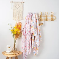 HappyFlute 120*110CM Random Digital Print Bamboo Cotton 2Layer Super Soft Muslin Swaddle High Quality Newborn Baby Bath Wrap 1