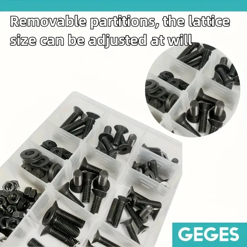 205 M6-M8 Countersunk screw and hex nut set, black flat head screw, metric hex socket screw, full thread