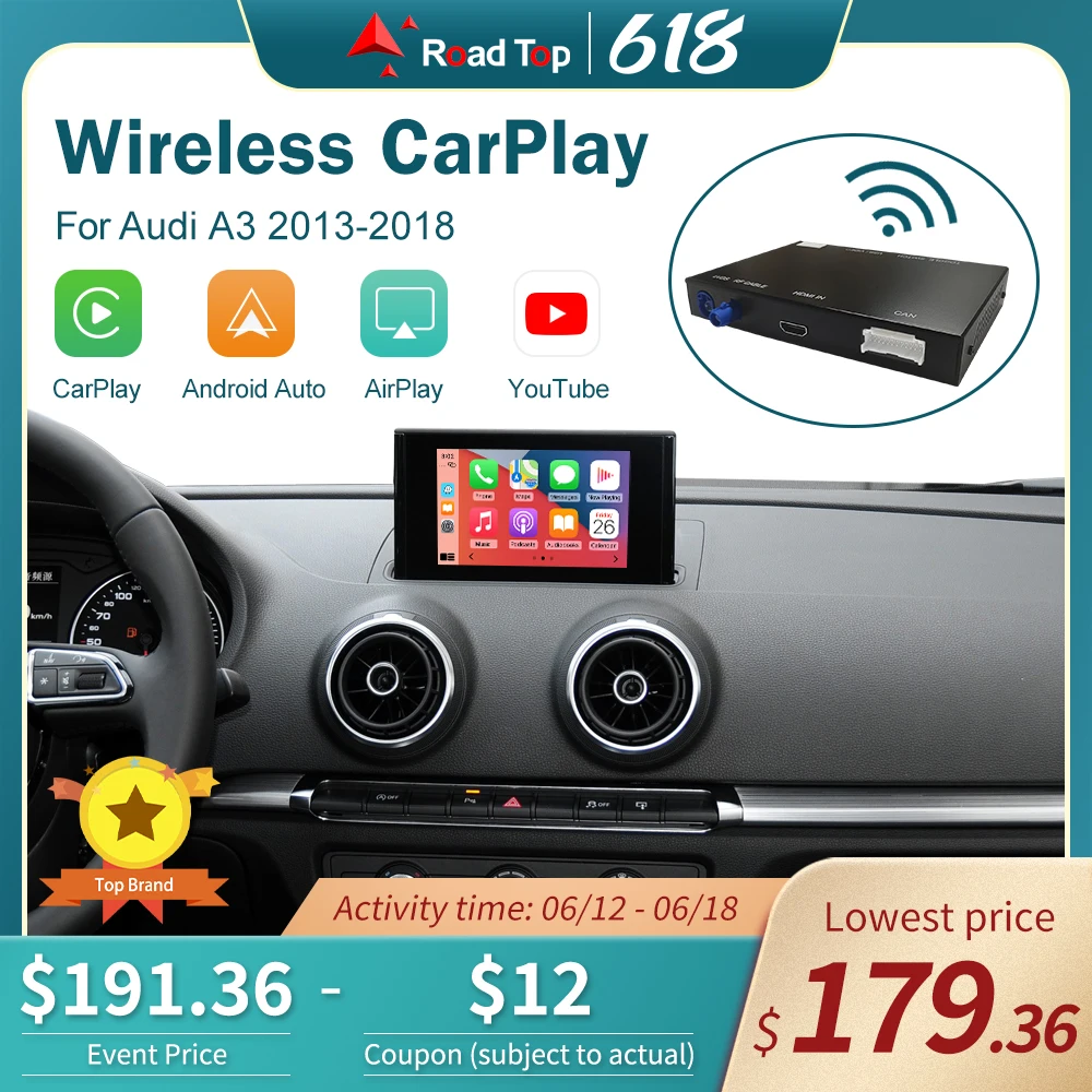 Wireless Apple CarPlay Android Auto Interface for Audi A3 2013 2018, with Mirror Link AirPlay