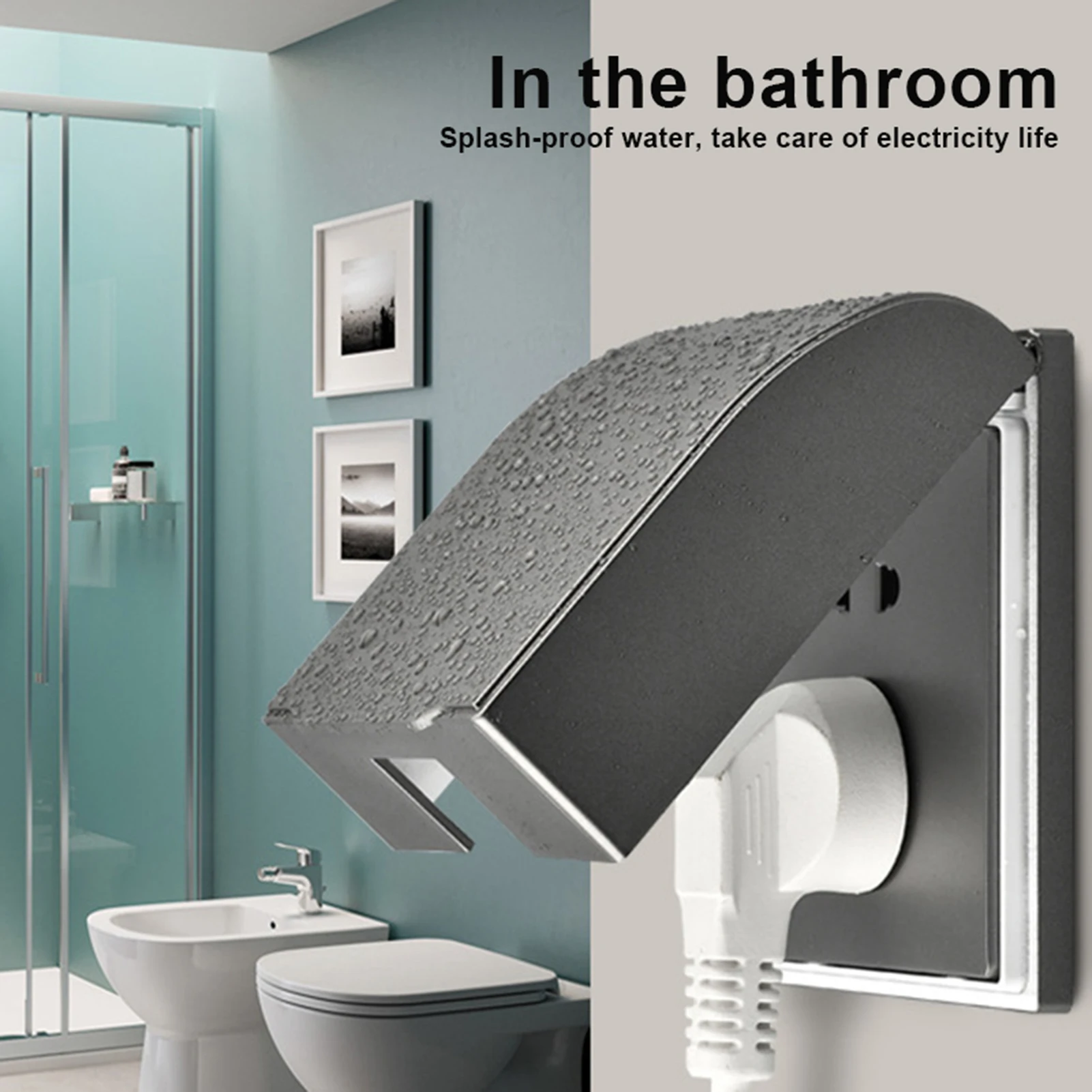 Socket -Proof Box Receptacle Protector with Flip Cover Box for Home Hotel Bathroom Kitchen