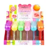 24Pcs 2 IN 1 Lip Balm Lip Oil Set Lollipop Fruit Flavored Transparent Natural Moisturizing Lip Gloss Girls Lips Care Bulk 1