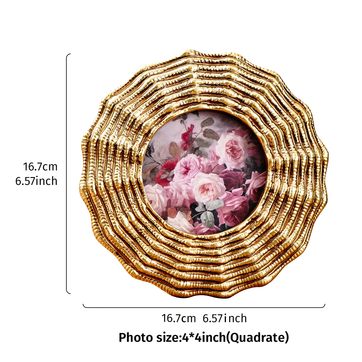 1PC Retro Gold Lace Decoration Round Photo Frame, Suitable for Photo Display Home Decoration Photography Shooting Props