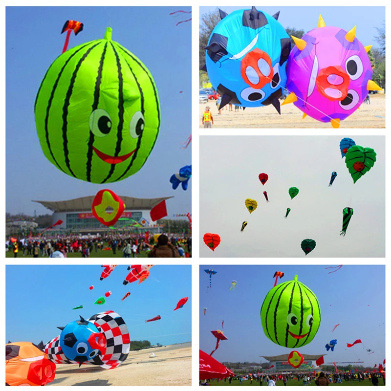 free shipping large watermelon kites pendant nylon soft kites paragliding thorn ball kite outdoor toys flying Leave kite