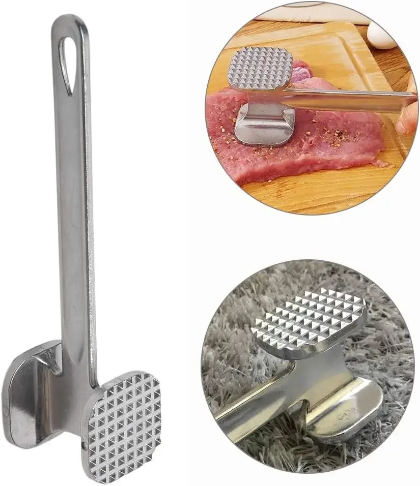Meat Tenderizer Hammer 19cm Household Aluminum Alloy Steak Metal Mallet Kitchen Tool Heavy Duty Durable Double-Sided Tenderize