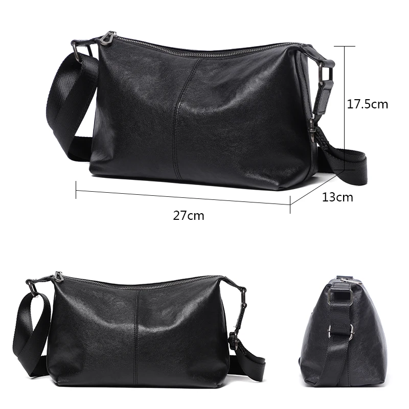 Borsa da uomo in pelle naturale Hobos 2023 Borsa da uomo nuova Casual Primo strato Borse a tracolla in pelle di vacchetta Borsa a tracolla maschile Moda per ragazzi - immagine 5