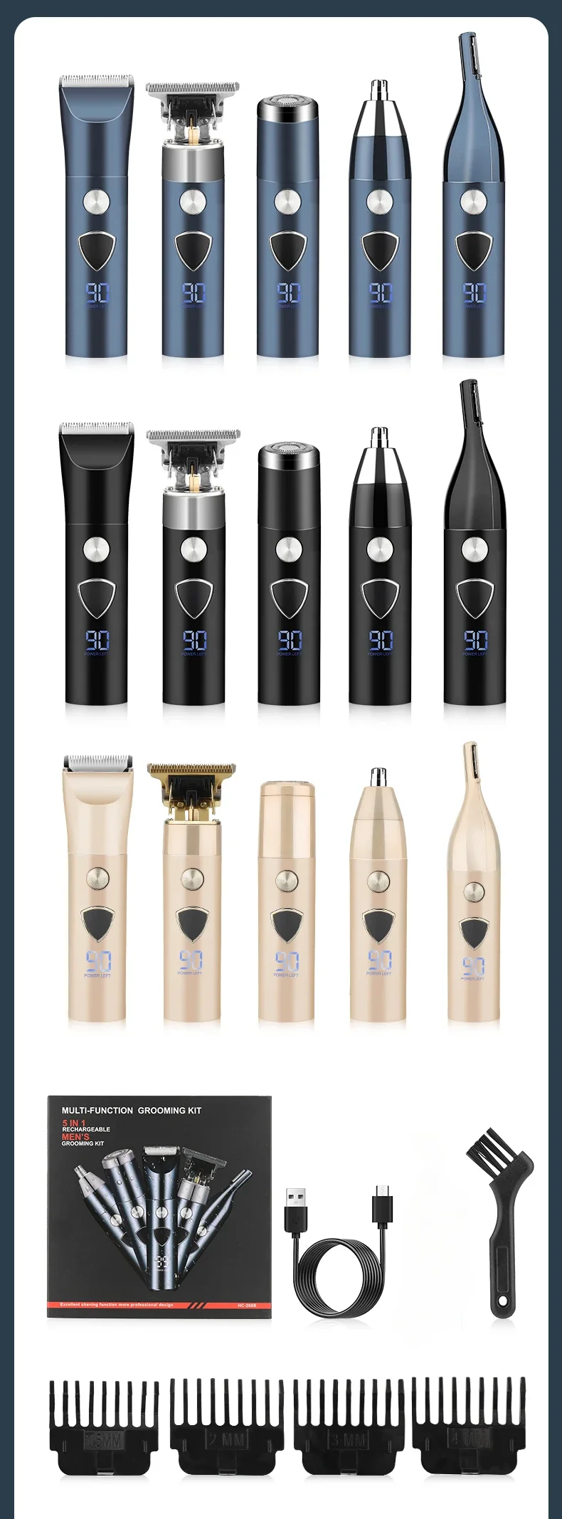 Description Picture 2 of item2023NEW Hair Clipper ! Resuxi HC-268B 5 in 1 Multifunctional Razor Set for Men, , Electric Razor, Eyebrow and Nose Hair Trimmer