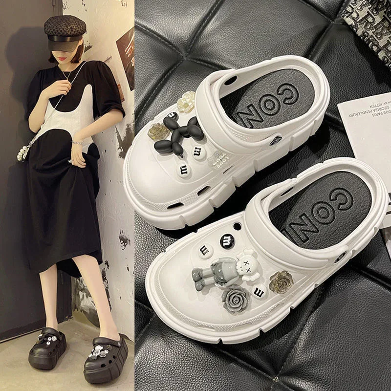 

Women's Hole Shoes Summer Thick Bottom Soft Bottom Slippers