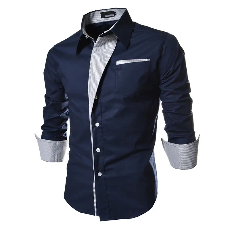 Mens Striped Shirts Business Slim Fit Male Shirt Black White 2025 Long Sleeved Social Clothes Camisa Masculina Vetement Homme 1