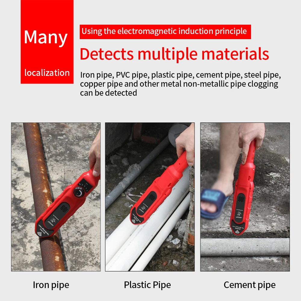 Noyafa Pip PVC Iron Pipe Blockage Detector NF-5120/30/40 Diagnostic-Tool Scanner Pipeline Blocking Clogging Plumbers Instrument 5