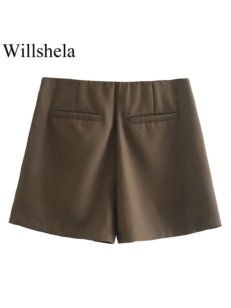 Willshela Women Fashion Solid Skirts Shorts Vintage High Waist Side Zipper  Side Slit Female Chic Lady Shorts - AliExpress