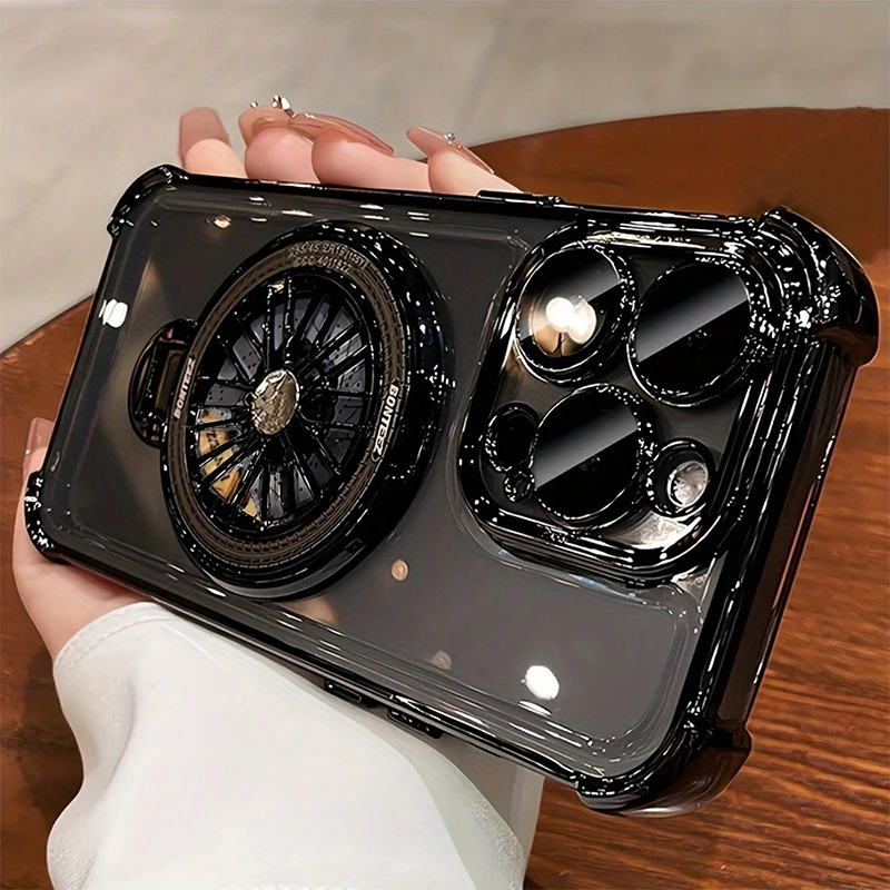 Luxury Magnetic 360° Rotating Bracket Phone Case with Air Plating Clear Bumper Cover