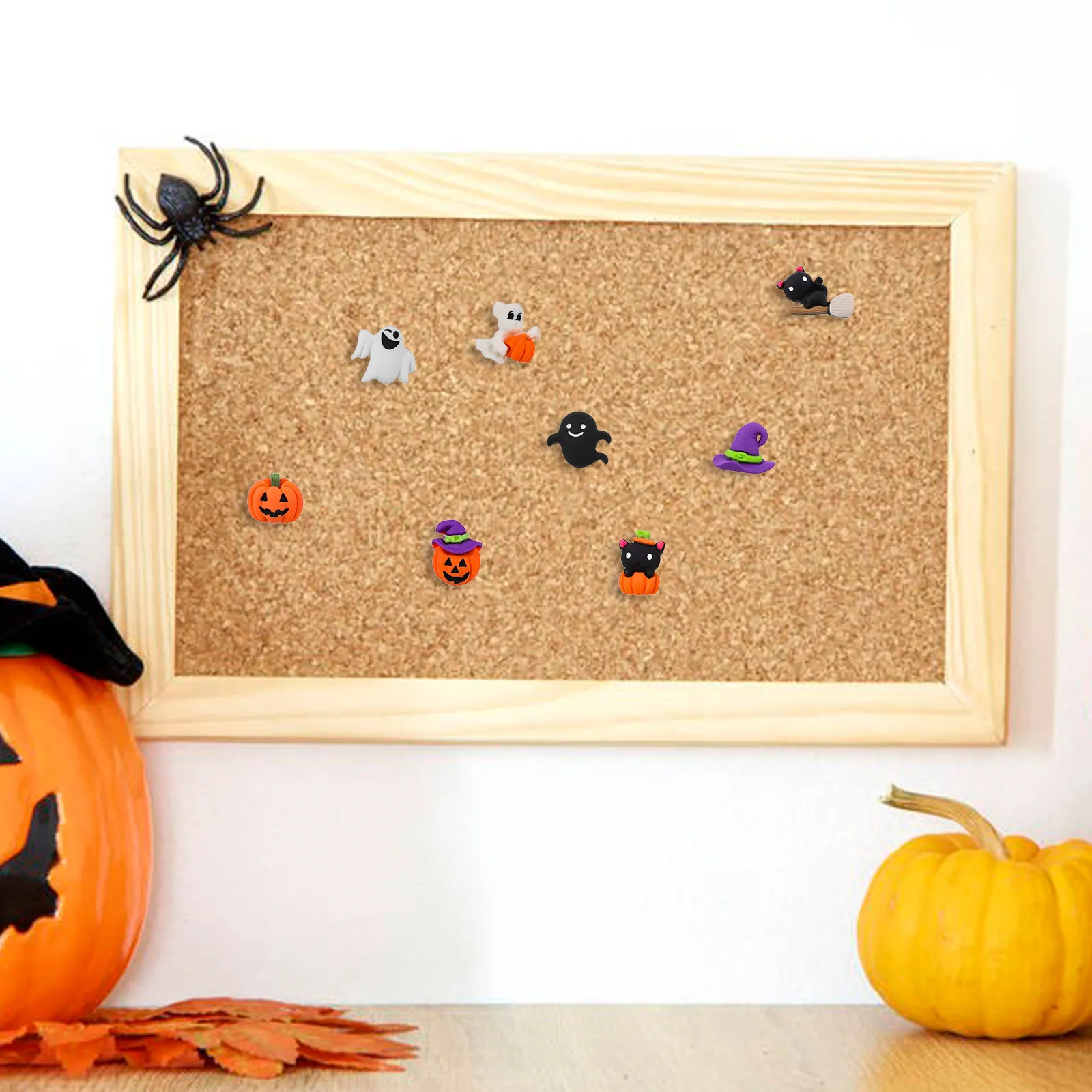 32Pcs 할로윈 호박 검은 고양이 푸시 핀 코르크 보드 벽 사무실 홈 파티 장식 축제를위한 장 압정