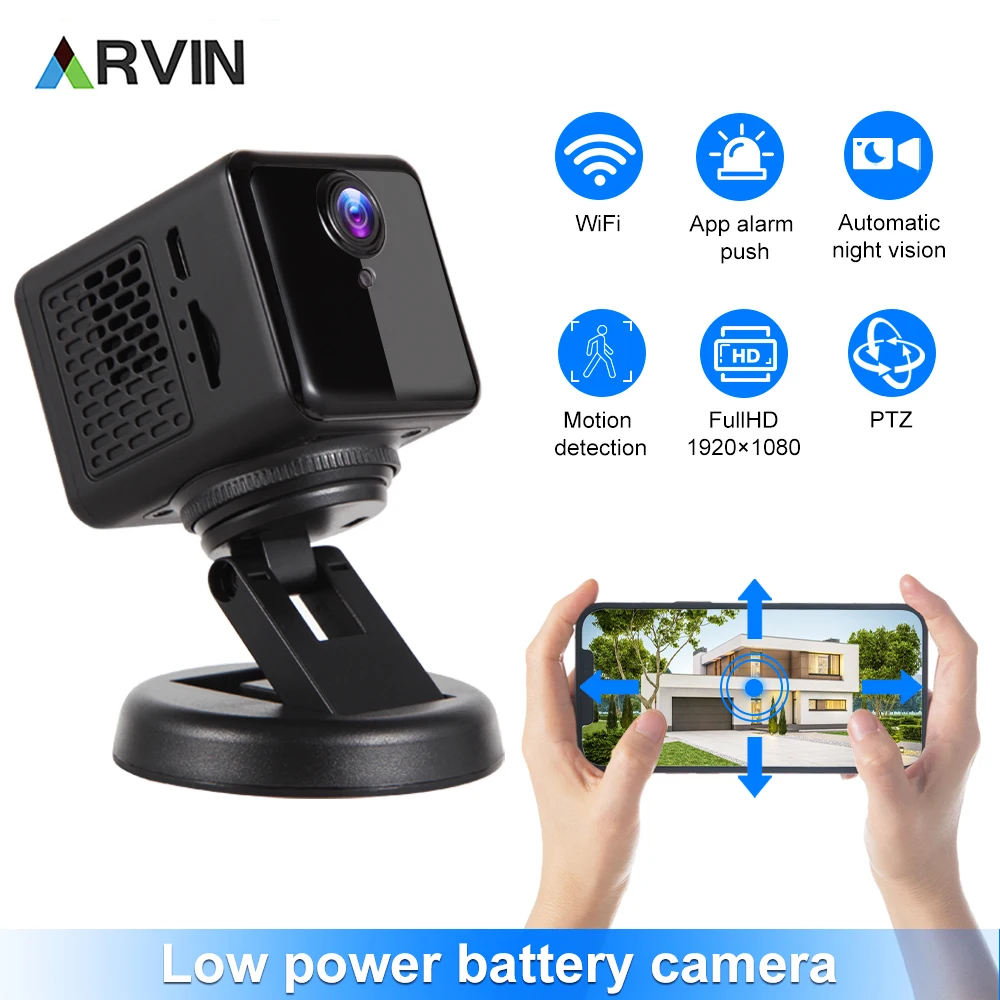 ARVIN New Mini Camera 1080P HD Night Vision Indoor 150° Angle Wifi Camera Security Remote Viewing Cam Support Lower Power Mode