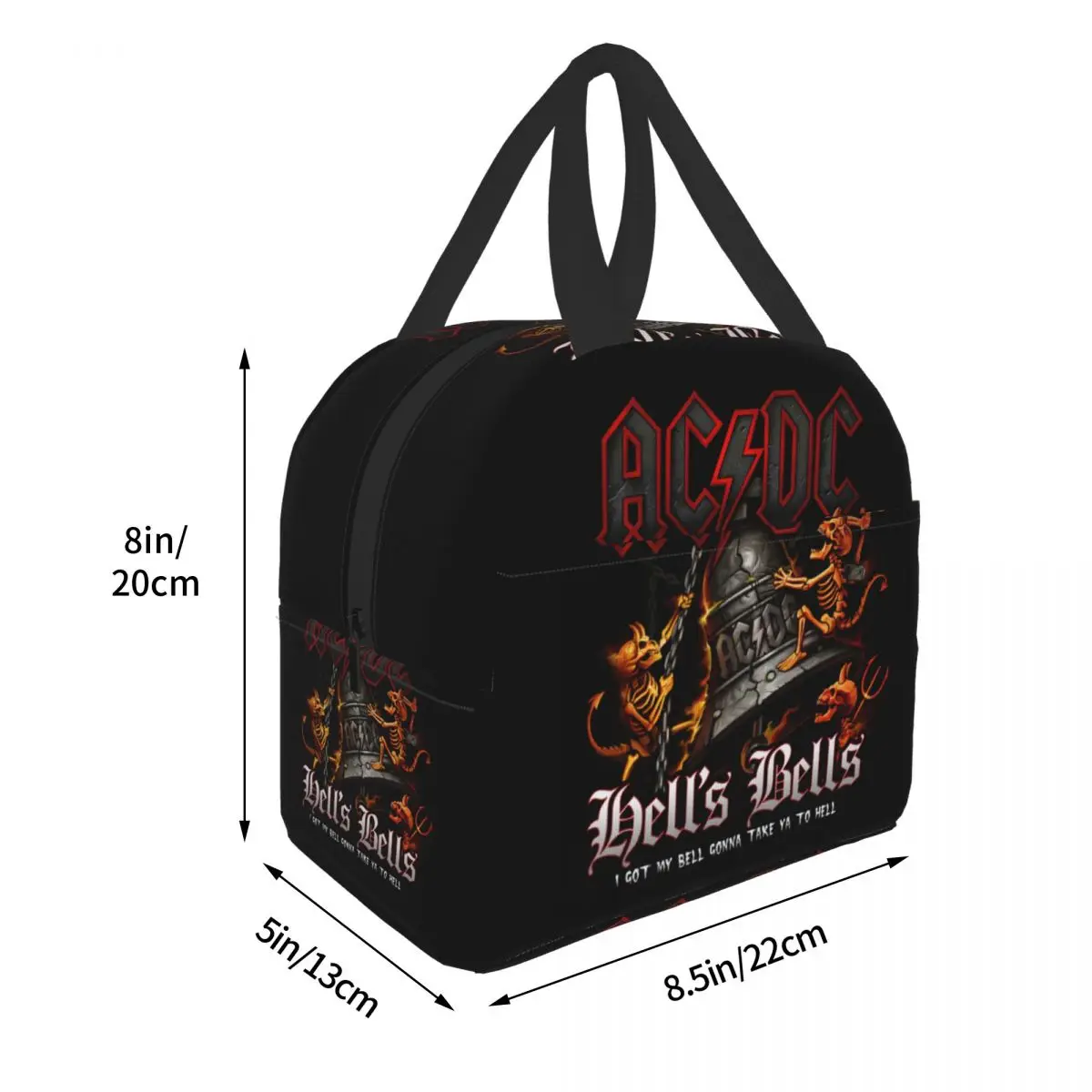 Hells Bells AC DC Lunch Bag Men Women Cooler Thermal Insulated Lunch Box for Children School Outdoor Travel Picnic Food Bags