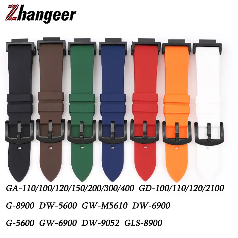 Cinturino Convesso Da 16Mm Per Casio G-Shock Ga110 Dw-5610 Dw-5600 Dw-6900 Dw-9052 Gw-6900 Gls-8900 Sostituire Il Cinturino In Gomma Impermeabile
