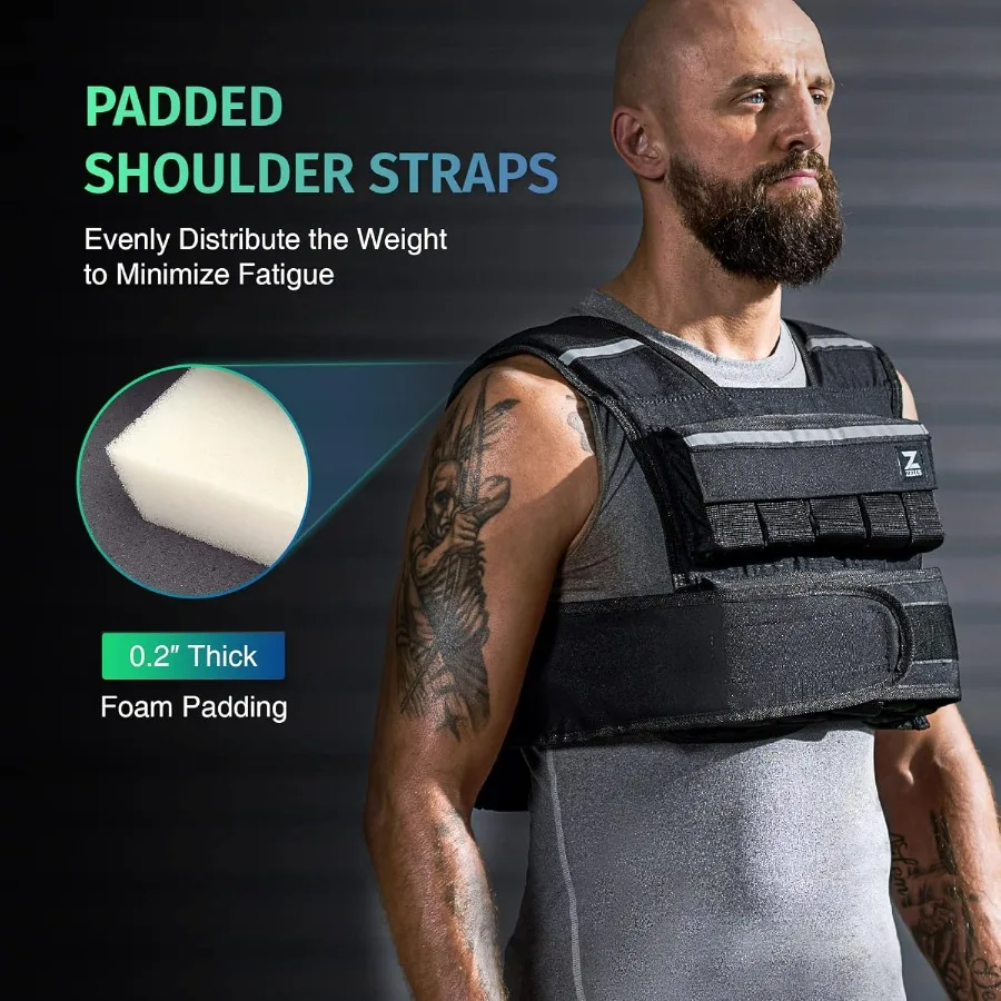 45lb Weighted Vest with Iron Weights for Exercise, Adjustable Weight Vest for Men, Workout Vest for Home Workouts Cardio Strengt