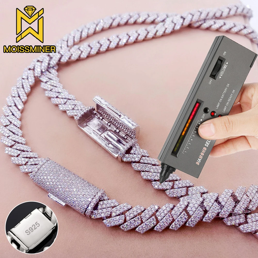 Square 10mm Moissanite Cuban Link Chain Necklaces S925 Silver Real Diamonds Choker for Women Men Pass Tester  Free Shipping 2023 real free shipping sg15 series of high precision roller bearings for screw bolts this link is only for bolits rulman