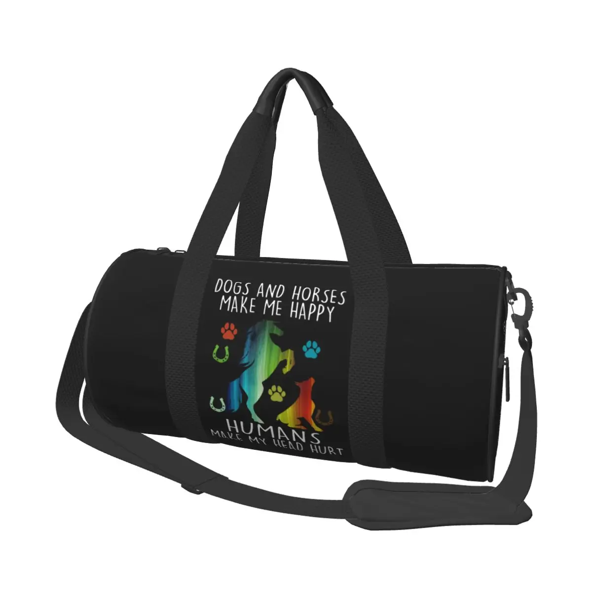 

Gym Bag Dogs And Horses Funny Sports Bag Gym Accessories Rainbow Gift Idea Men Outdoor Handbag Retro Travel Training Fitness Bag