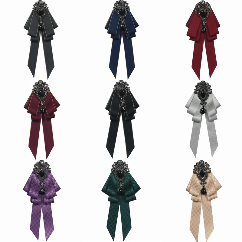 Retro Fabric Rhinestone Bow Tie British Style Academy Luxury Necktie Bowties Wedding Clothing Accessories for Men and Women