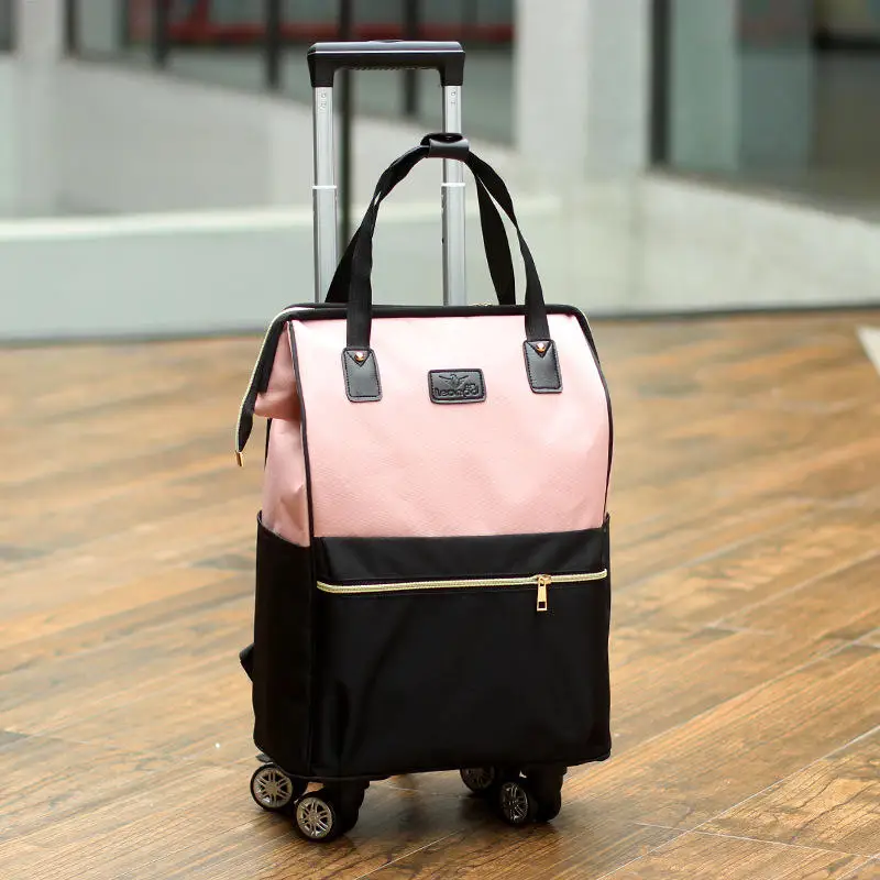 Short suitcase Large capacity duffel bag Boarding trolley case women\'s light travel bag for business trip men\'s luggage bag